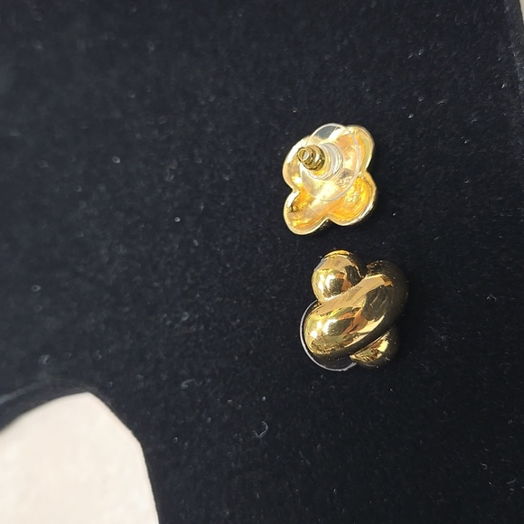 Elegant Gold Tone Knot Stud Earrings - Picture 7 of 11